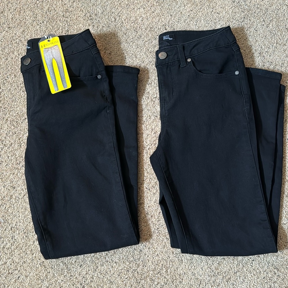 Two pairs 1822 High Rise Ankle Straight Black Jeans Size 6